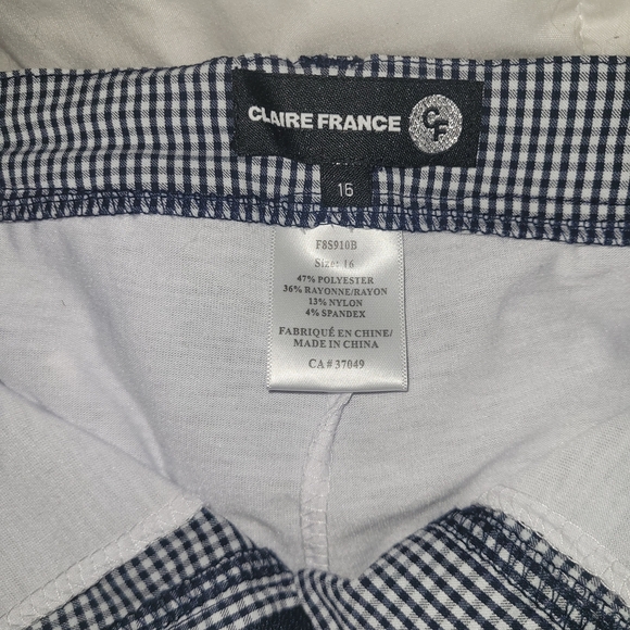 Claire France Black and White Gingham Skort 16 - Picture 2 of 3